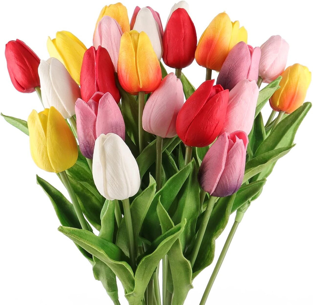 Artificial Tulip Flowers 18pcs Real Touch Faux Tulip Stems for Bouquets Arrangements Decor